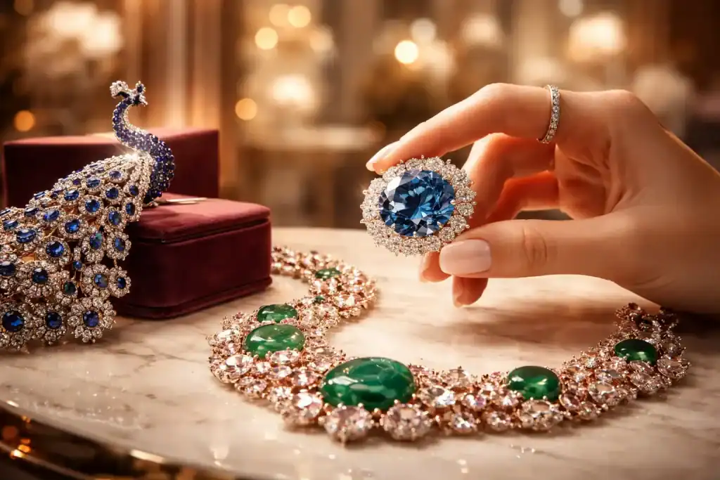 Le bijou le plus cher du monde, Diamant Hope sur table de luxe