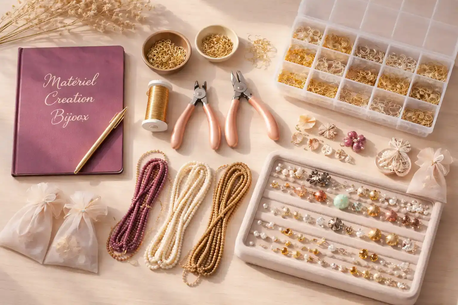 materiel pour creation bijoux atelier vue plongee