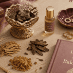 bakhoor sur mabkhara dorée et copeaux bois