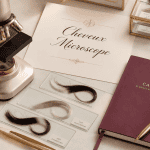 cheveux microscope sur table élégante avec mèches et outils