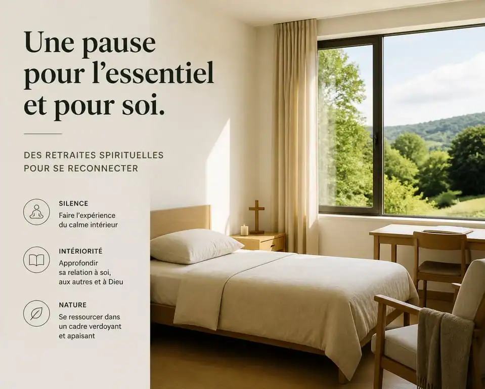 Chambre de retraite spirituelle pour femme seule, lieu de silence et d'introspection