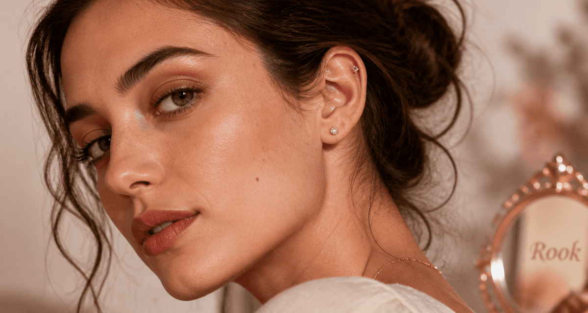 percing rook doré oreille femme