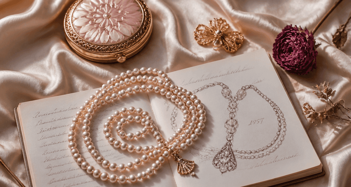 perle en collier spirale sur soie ivoire