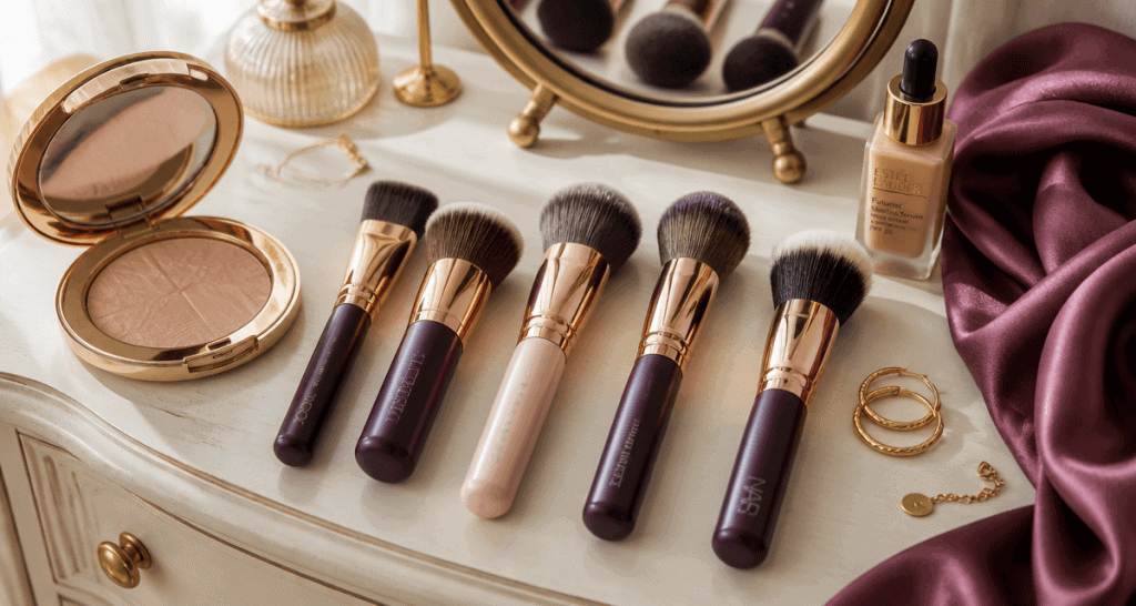 quel pinceau pour fond de teint sur coiffeuse élégante
