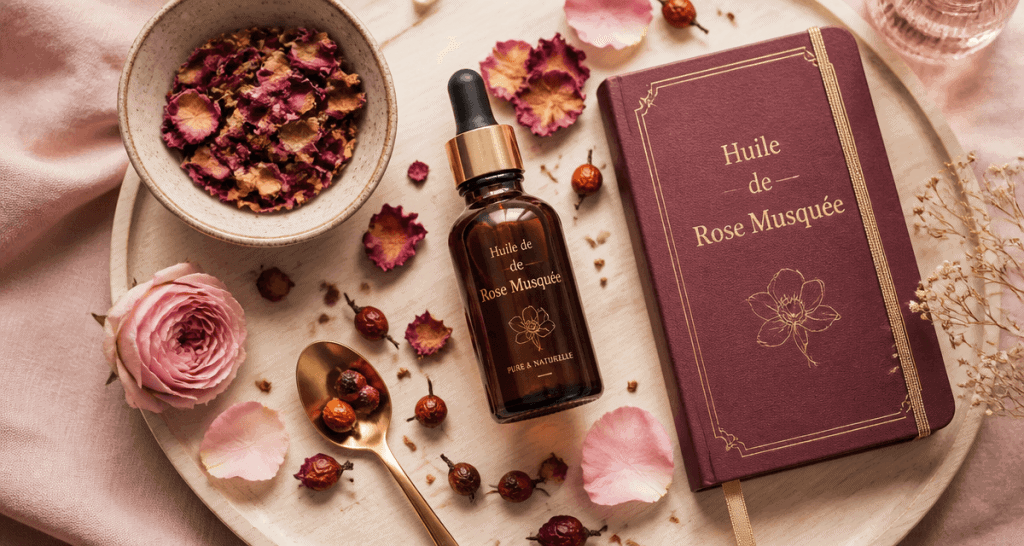 quelle est la meilleure huile de rose musquée flacon sur plateau