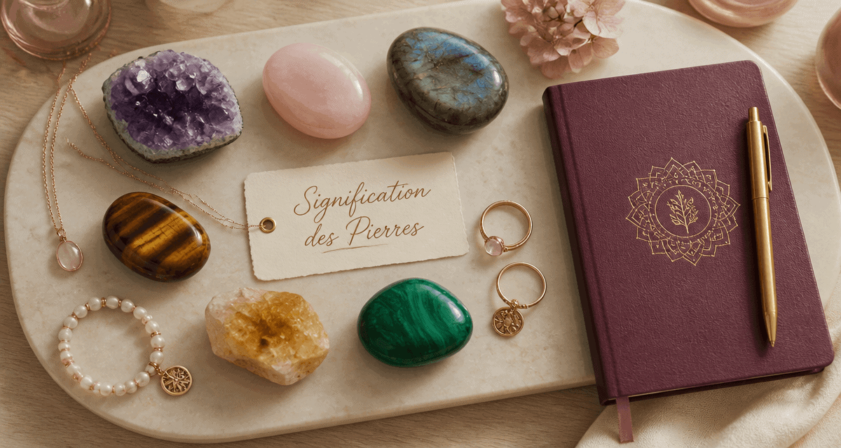 tableau signification des pierres naturelles sur plateau chic