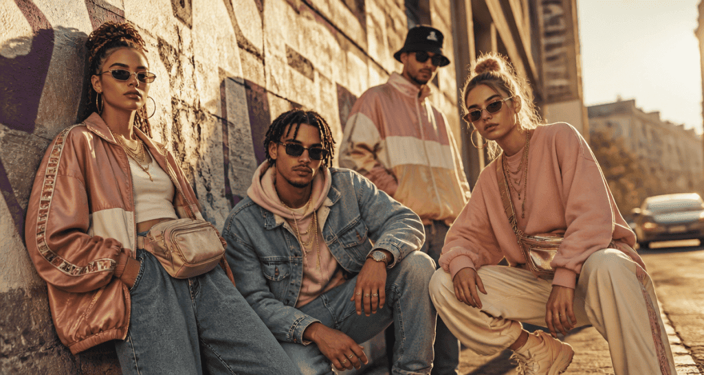 tenue année 90 groupe jeunes style baggy grunge