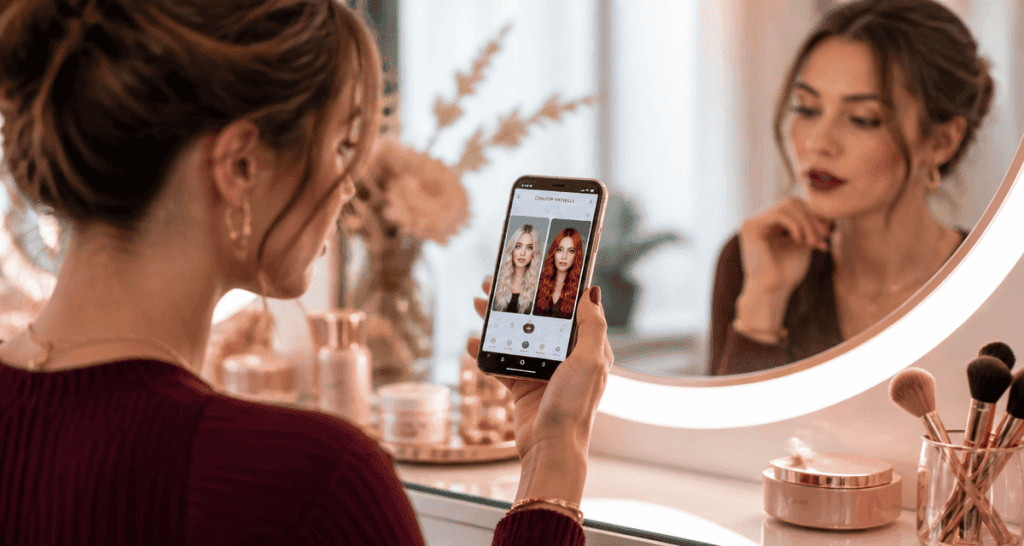 Test coloration cheveux avec photo sur smartphone