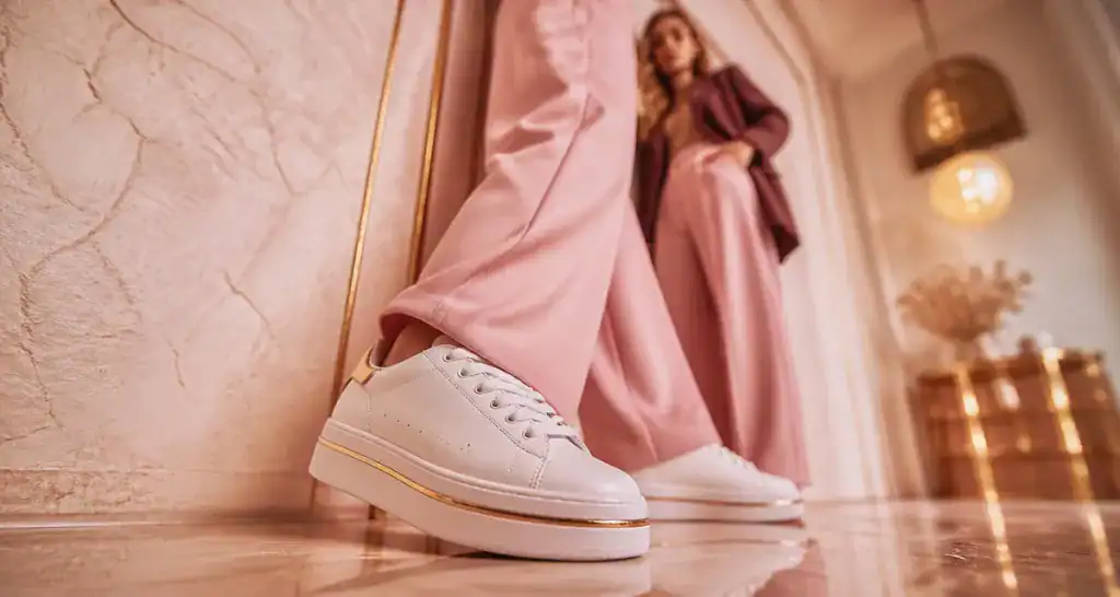 basket blanche femme tendance 2025 plateforme dorée