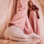 basket blanche femme tendance 2025 plateforme dorée