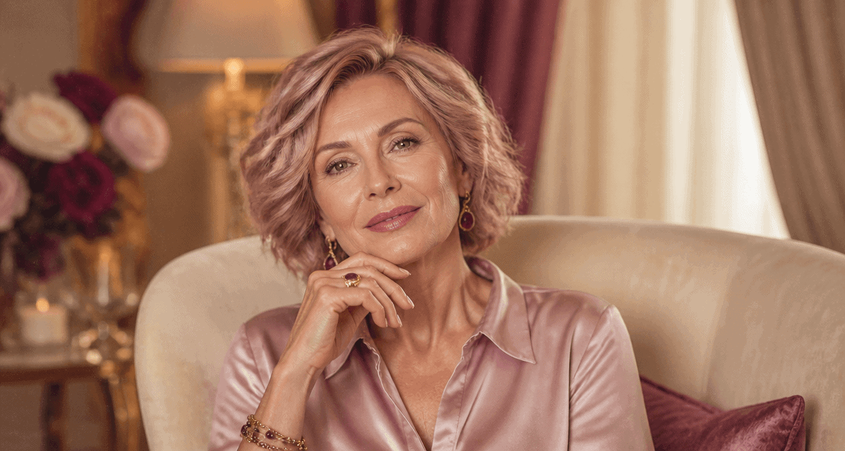 coupe de cheveux femme 60 ans visage ovale carré flou wavy rose gold