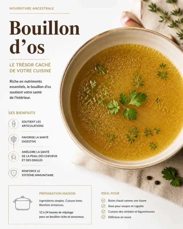 Bol de bouillon d'os maison riche en collagène naturel pour fabriquer du collagène maison