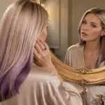 reflet violet cheveux femme blond