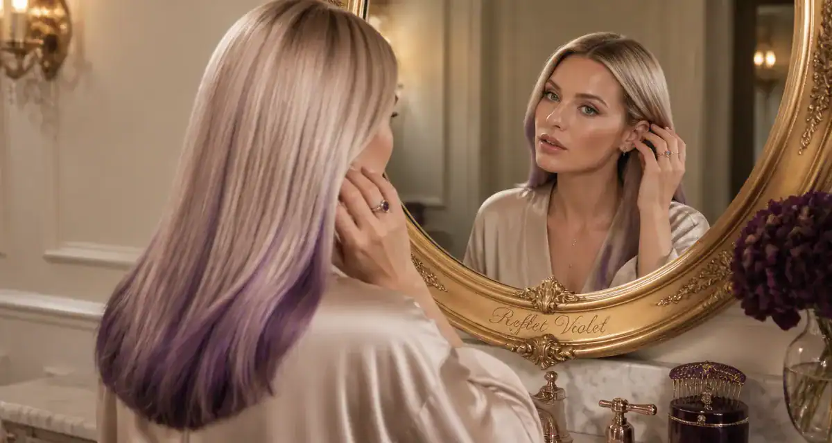 reflet violet cheveux femme blond