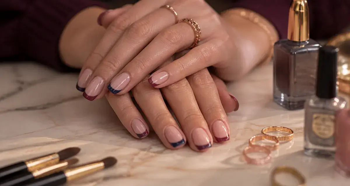 Tendance vernis à ongles : effet glacé sur ongles prune et bleu sourd