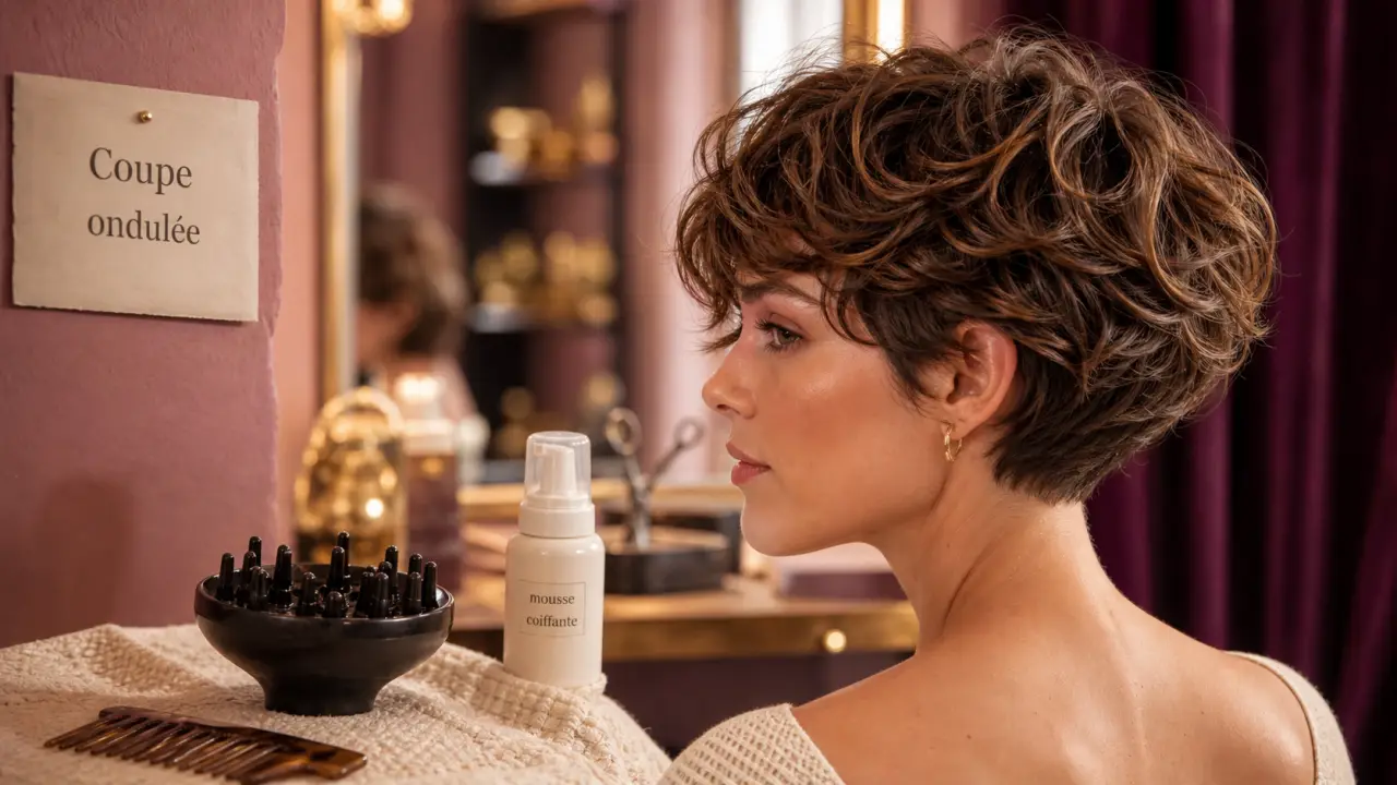 Coupe cheveux court ondulé dégradé : pixie ondulé