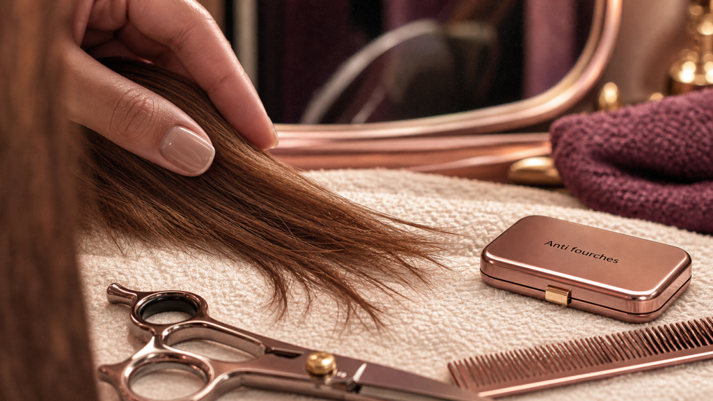 Couper fourches cheveux sans perdre longueur : coiffeur et ciseaux sur pointes fourchues