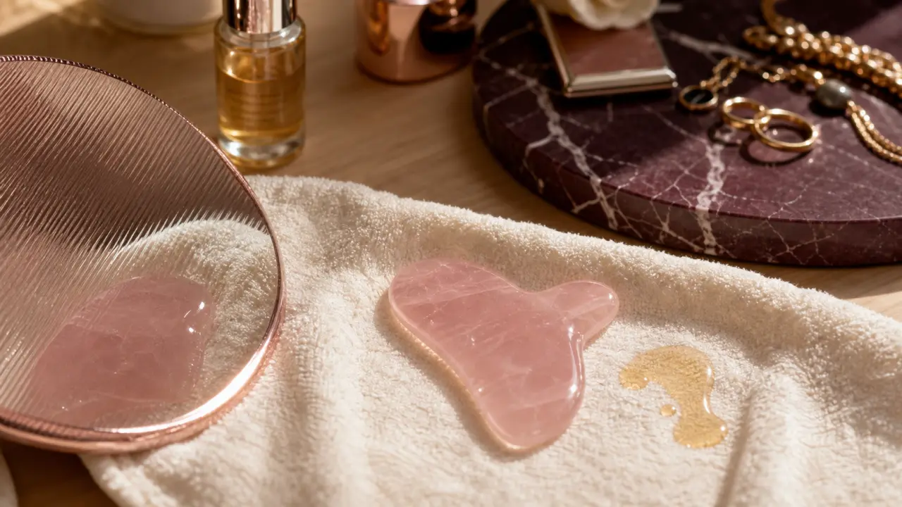 Gua sha bienfaits : gua sha quartz rose, éclat et drainage