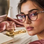 Couleur de lunette : lunettes écaille claires et éclat sur teint