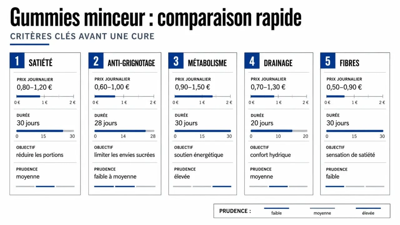 Comparatif des options pour trouver le meilleur gummies perte de poids selon le prix, la cure et les ingrédients