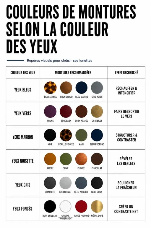 Couleur de lunette : recommandations visuelles selon la couleur des yeux