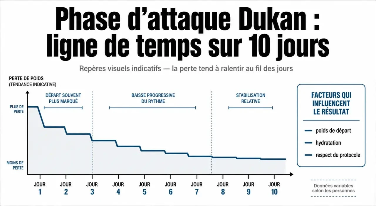 Phase d attaque 10 jours combien de kilos perdus : chronologie visuelle des résultats et des facteurs influençant la perte