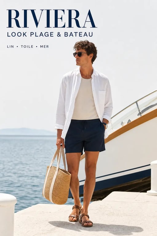Comment adopter le style chic et décontracté de la French Riviera pour la plage ou le bateau avec chemise en lin et short sobre