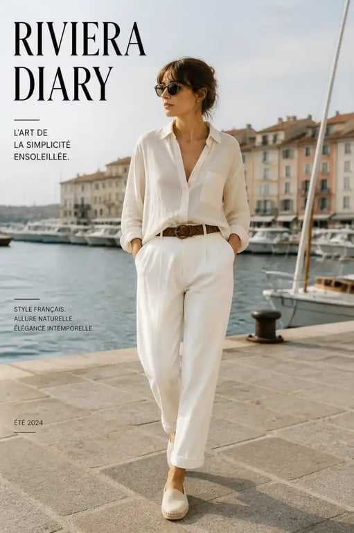 Comment adopter le style chic et décontracté de la French Riviera lors d’une promenade en ville avec chemise en lin et pantalon clair