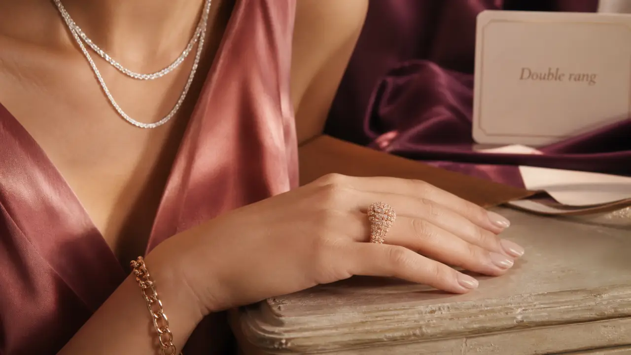 Fossil bijoux femme double rang en argent 925 et doré rose