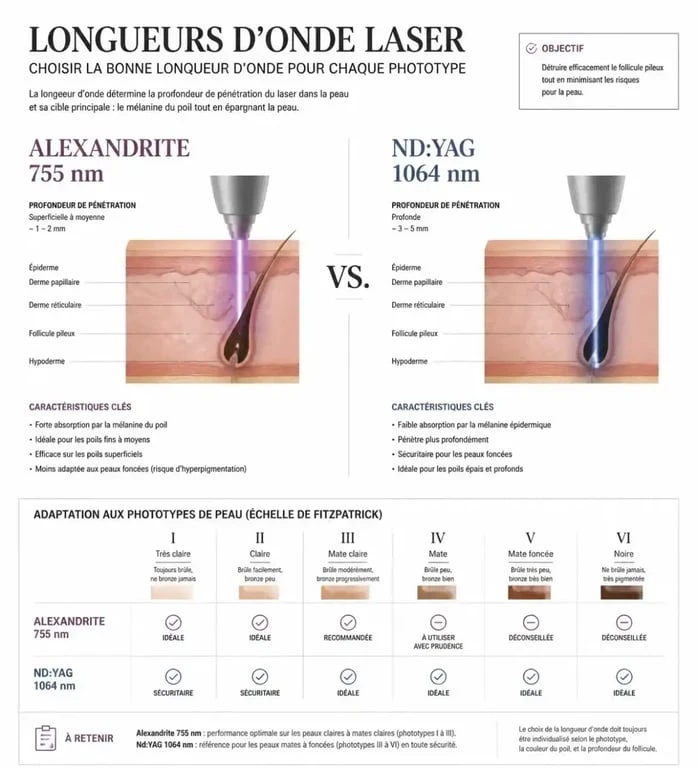 Comparaison des lasers Alexandrite et Nd:YAG pour l'épilation laser à Marseille