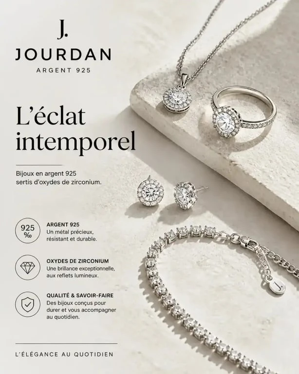 Bijoux Jourdan femme en argent 925 et oxydes de zirconium