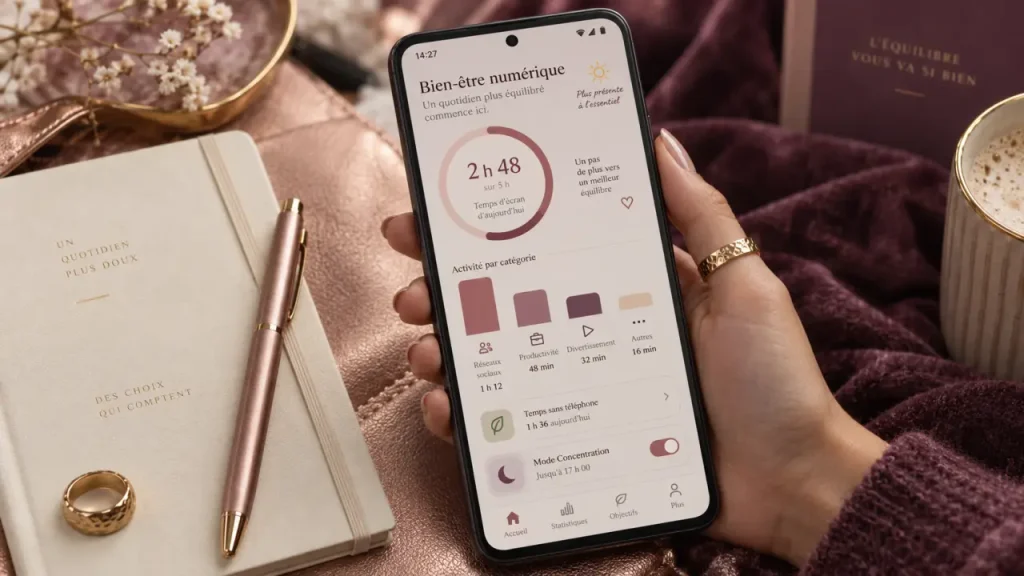 Bien-être numérique Android : les réglages qui limitent les distractions sans couper le téléphone