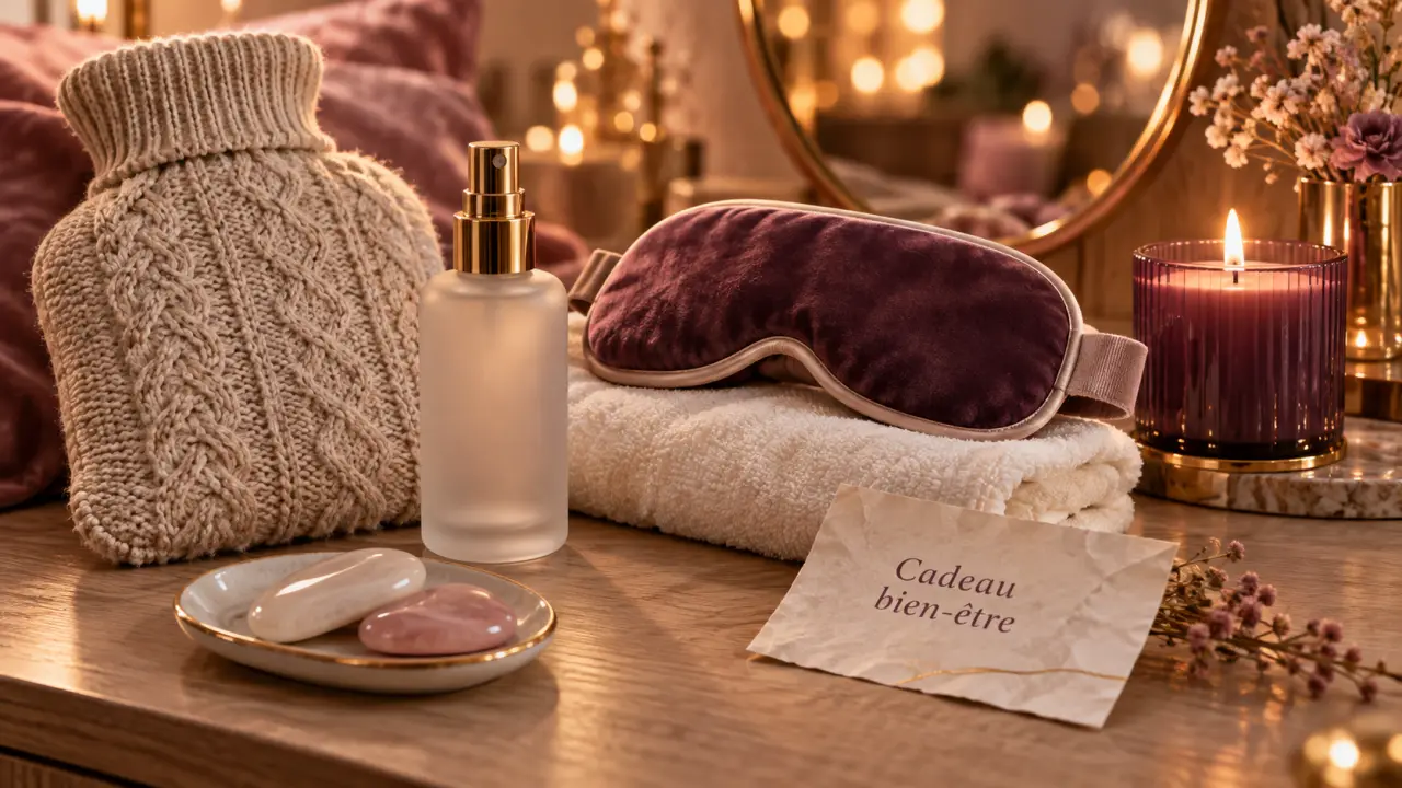 Cadeau bien être femme : bouillotte, masque et brume