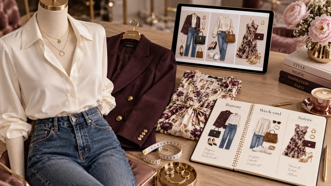 Halle vêtements femme : coupes bureau et week-end, jean et blouse ivoire
