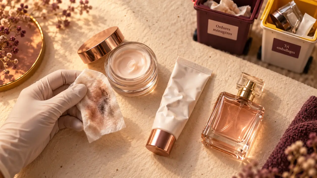 Où jeter les produits de beauté périmés : tri ordures et emballages (crème, parfum, tube)